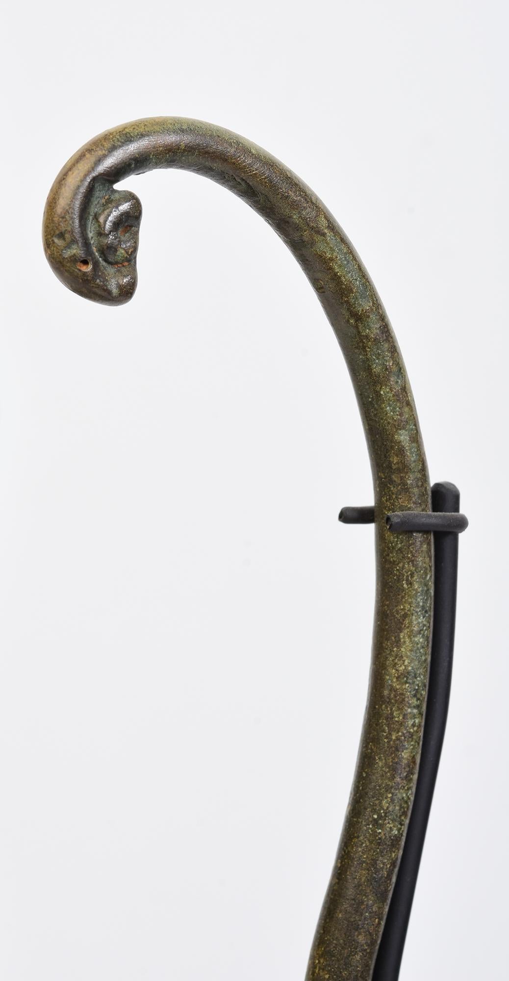 12th Century, A Pair of Antique Khmer Bronze Ritual Ladle Spoon for Holy Water For Sale 4