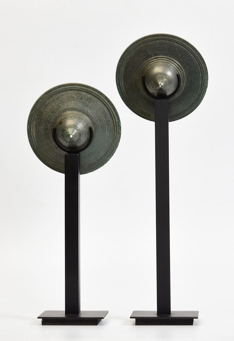12th Century, Angkor Vat, a Pair of Antique Khmer Bronze Musical ...