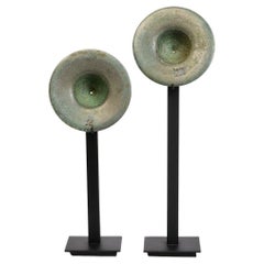 12th Century, Angkor Vat, a Pair of Antique Khmer Bronze Musical Instrument