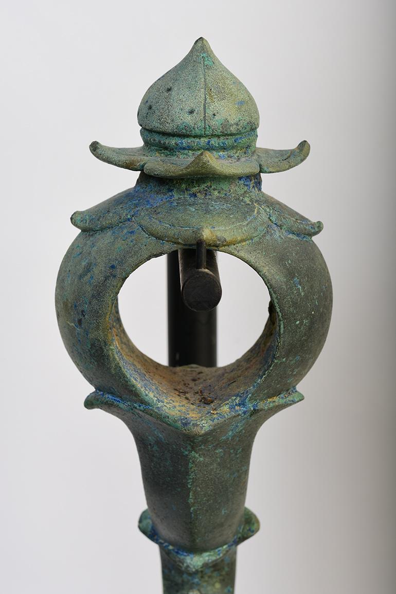 Cambodian 12th Century, Angkor Vat, A Pair of Khmer Bronze Palanquin Hooks and Rings