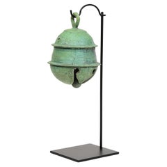 12th Century, Angkor Vat, Antique Khmer Bronze Bell with Stand