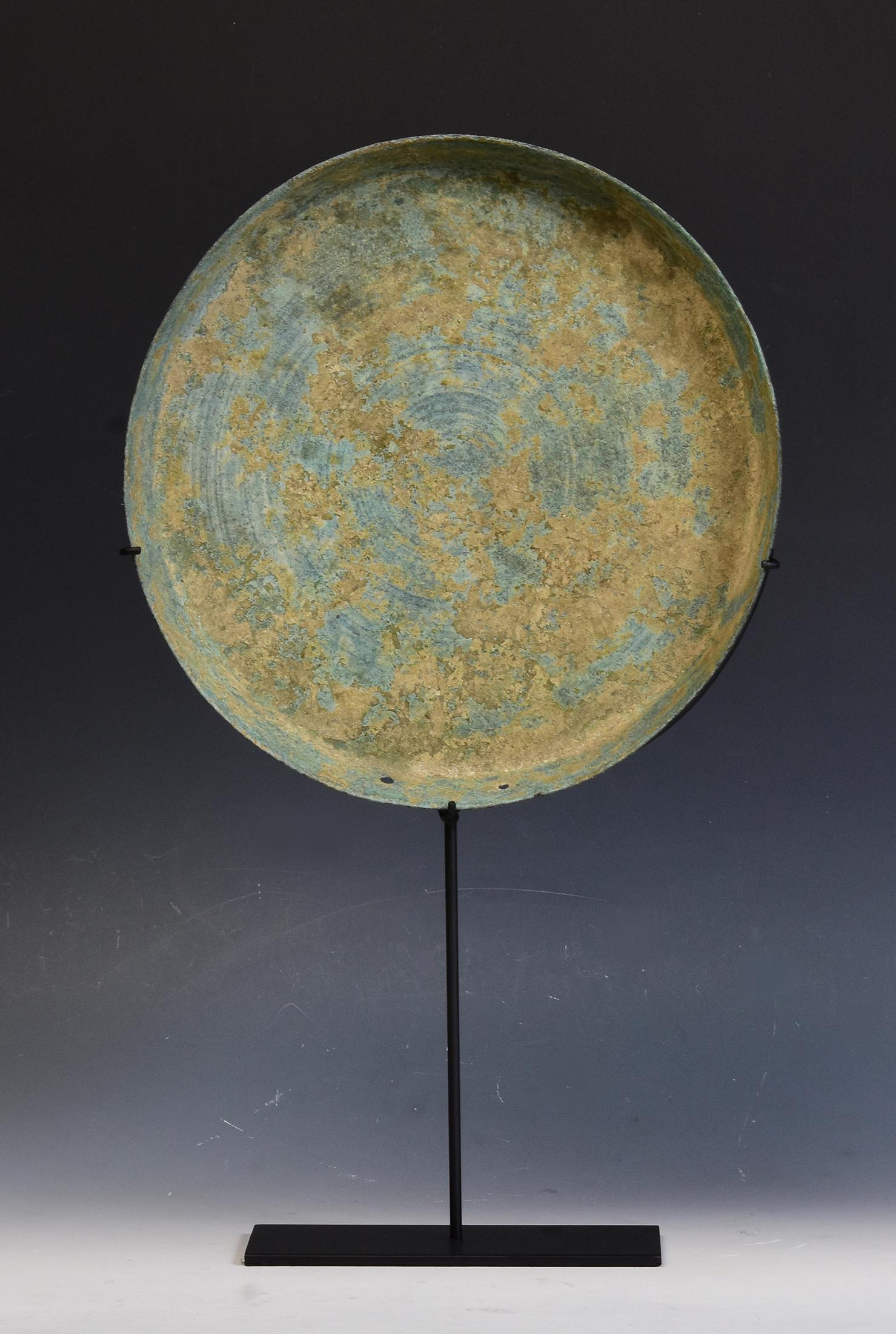 12th Century, Angkor Vat, Antique Khmer Bronze Gong with Stand 1