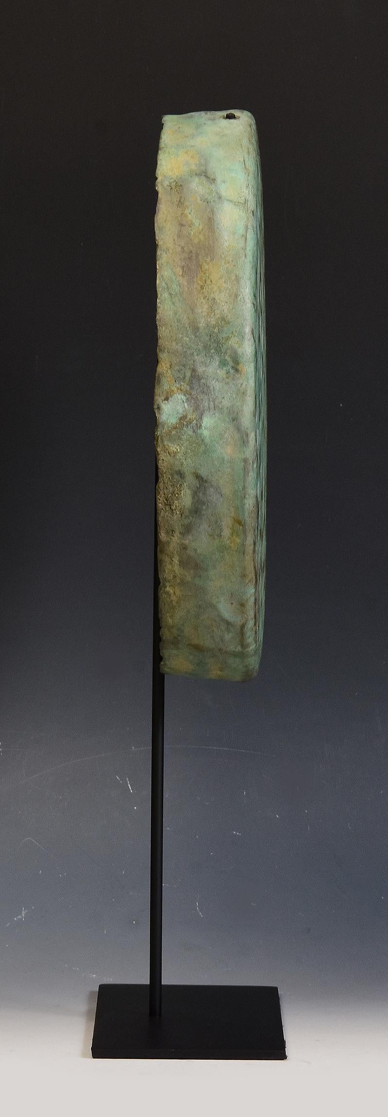 12th Century, Angkor Vat, Antique Khmer Bronze Gong with Stand For Sale 6