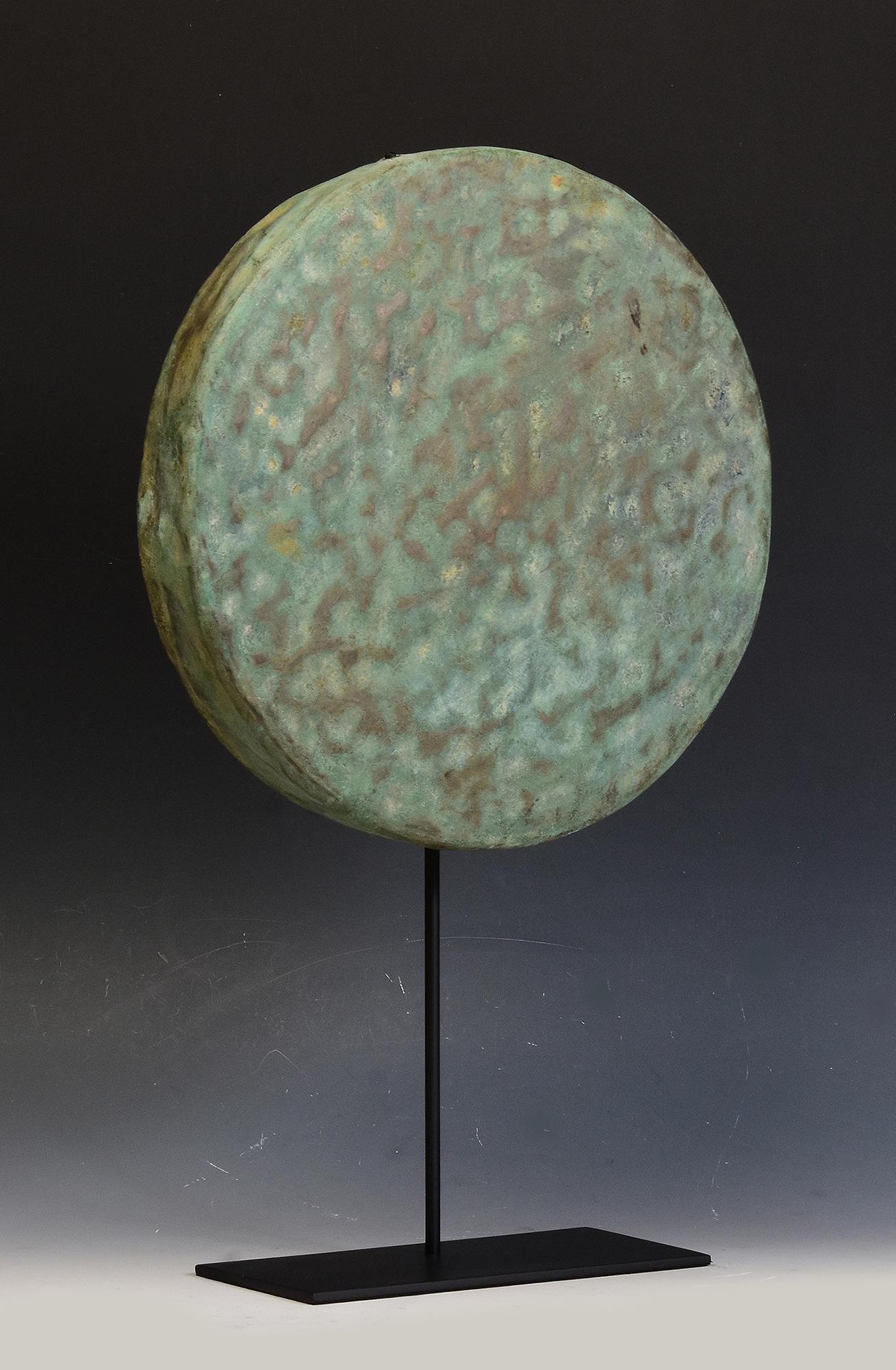 12th Century, Angkor Vat, Antique Khmer Bronze Gong with Stand For Sale 7