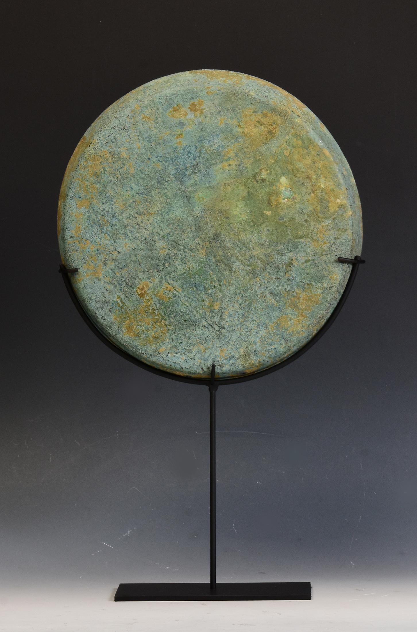 12th Century, Angkor Vat, Antique Khmer Bronze Gong with Stand For Sale 5