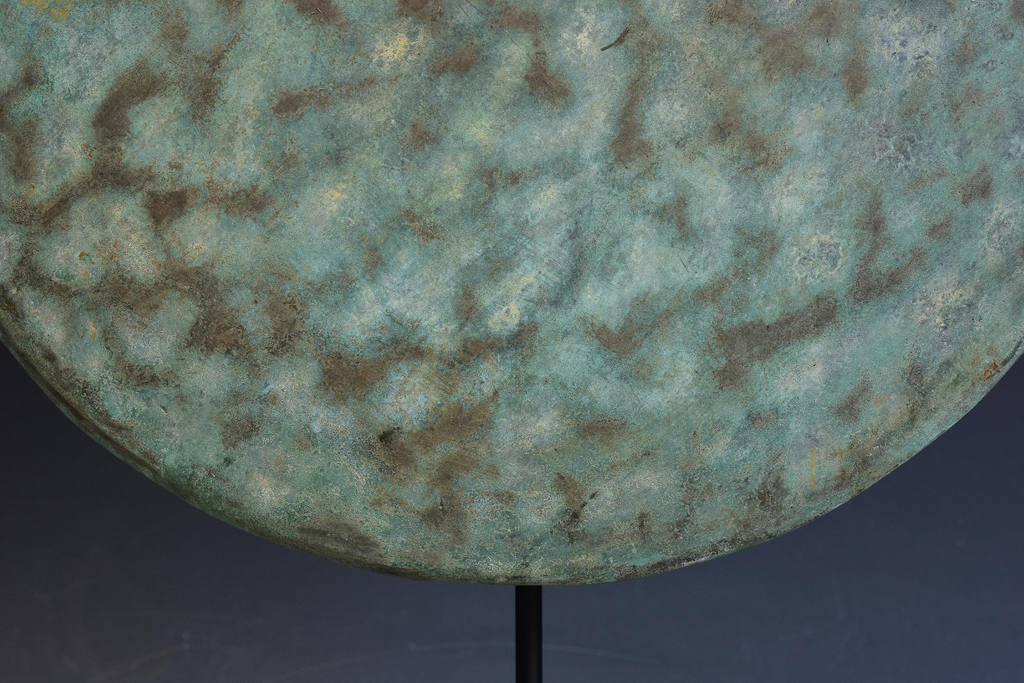 Cambodian 12th Century, Angkor Vat, Antique Khmer Bronze Gong with Stand