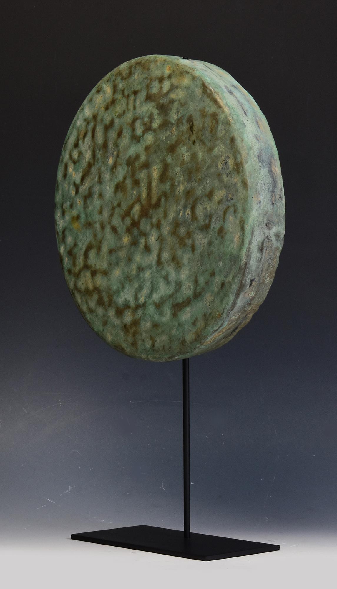 12th Century, Angkor Vat, Antique Khmer Bronze Gong with Stand For Sale 1