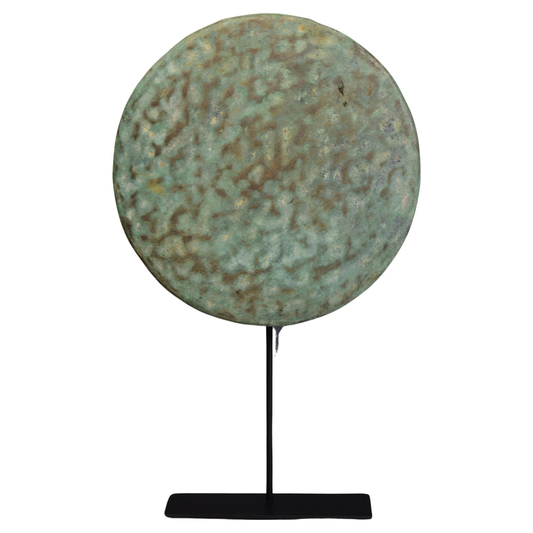 12th Century, Angkor Vat, Antique Khmer Bronze Gong with Stand For Sale