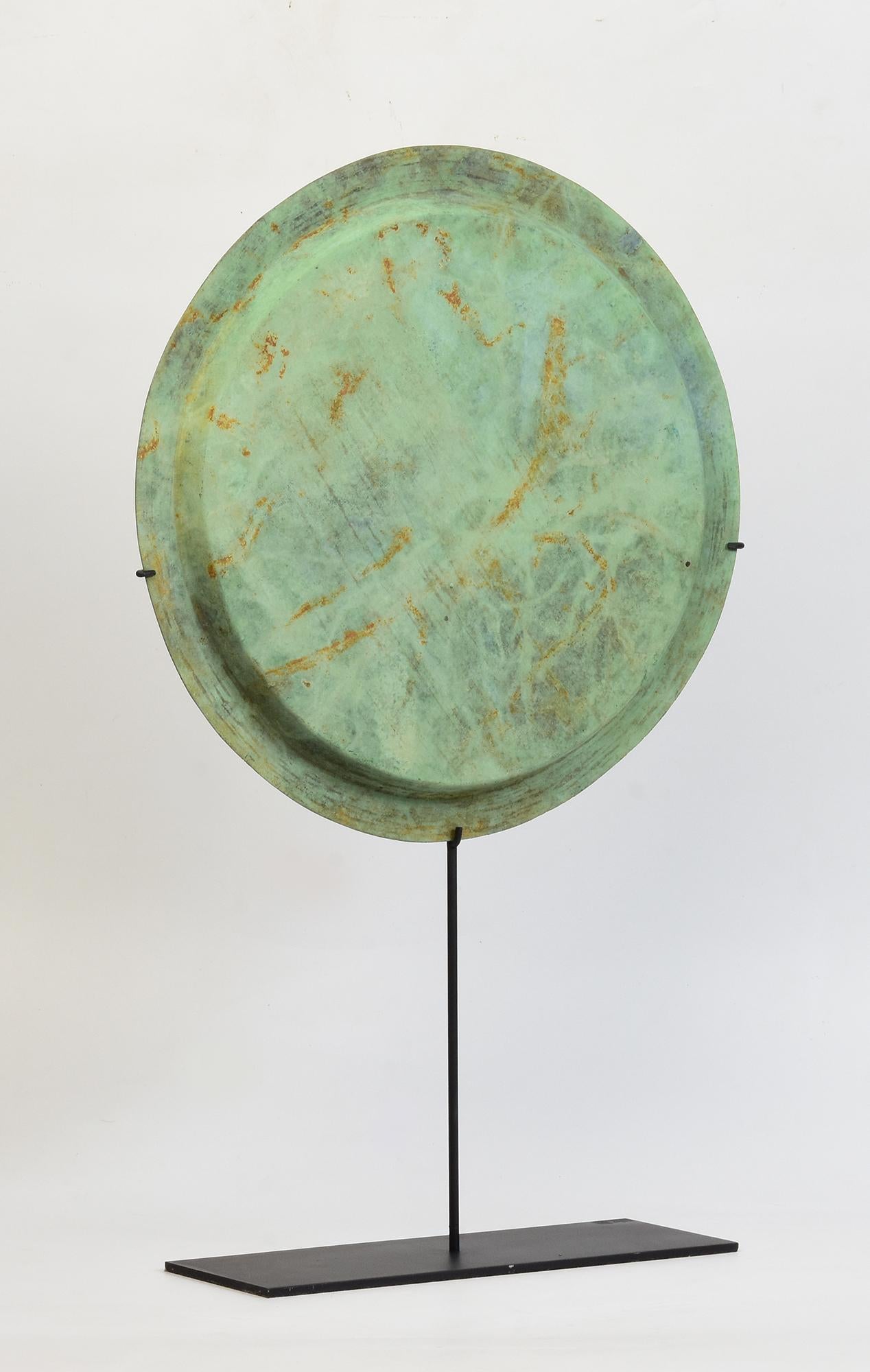 12th Century, Angkor Vat, Antique Khmer Bronze Tray with Beautiful Green Patina 7