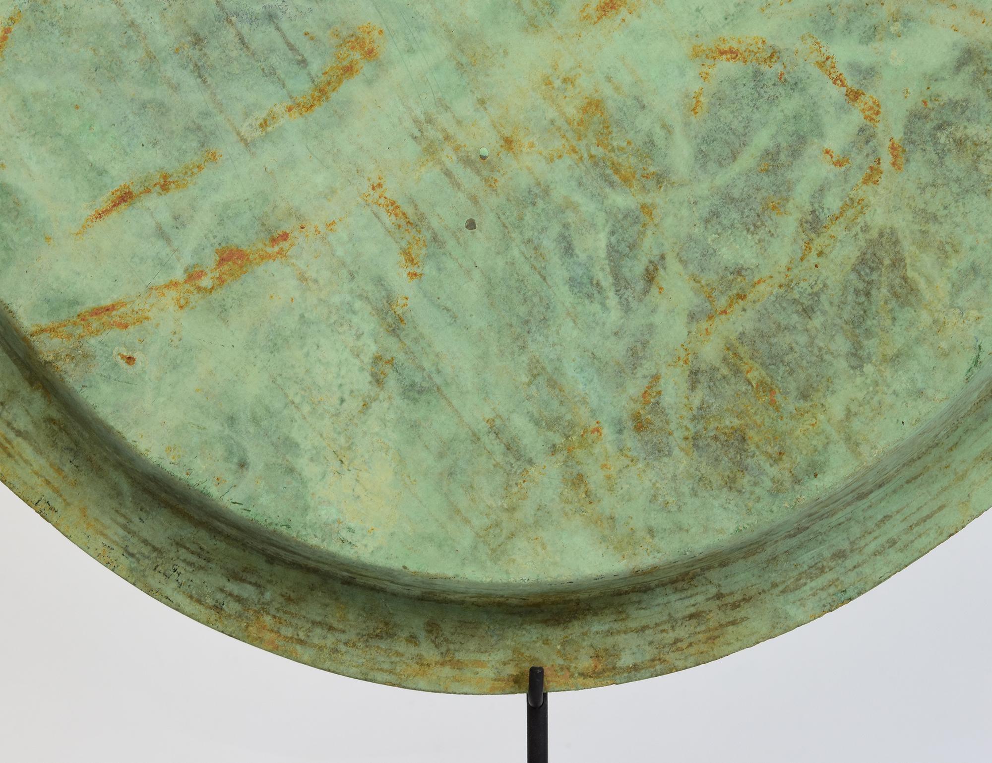Metalwork 12th Century, Angkor Vat, Antique Khmer Bronze Tray with Beautiful Green Patina