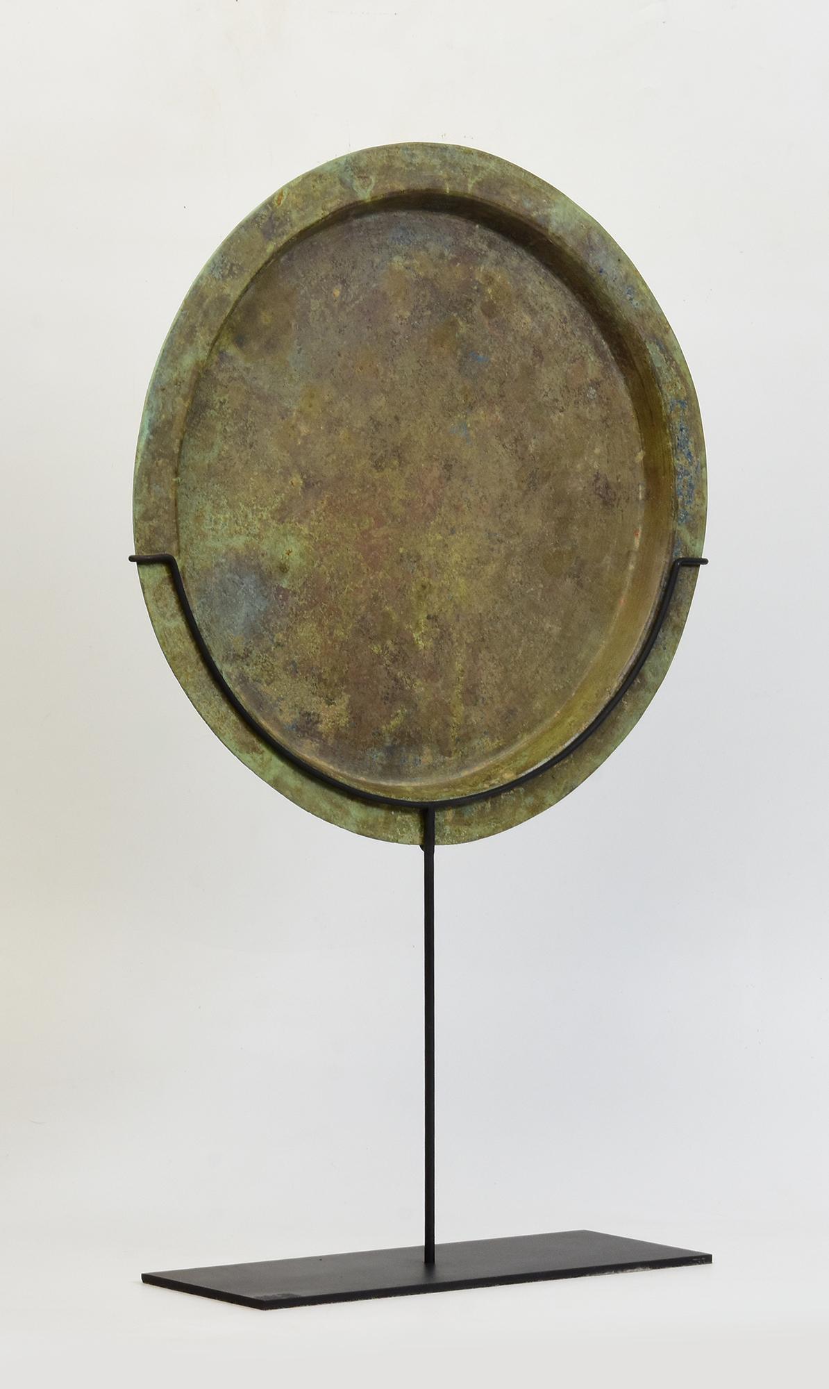 12th Century, Angkor Vat, Antique Khmer Bronze Tray with Beautiful Green Patina 2