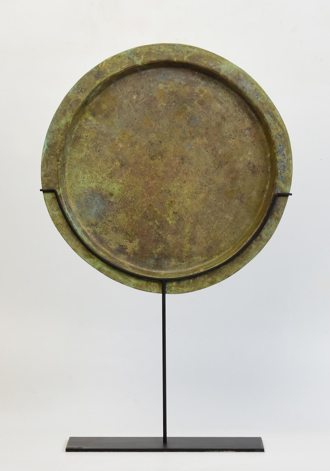 12th Century, Angkor Vat, Antique Khmer Bronze Tray with Beautiful Green Patina 3