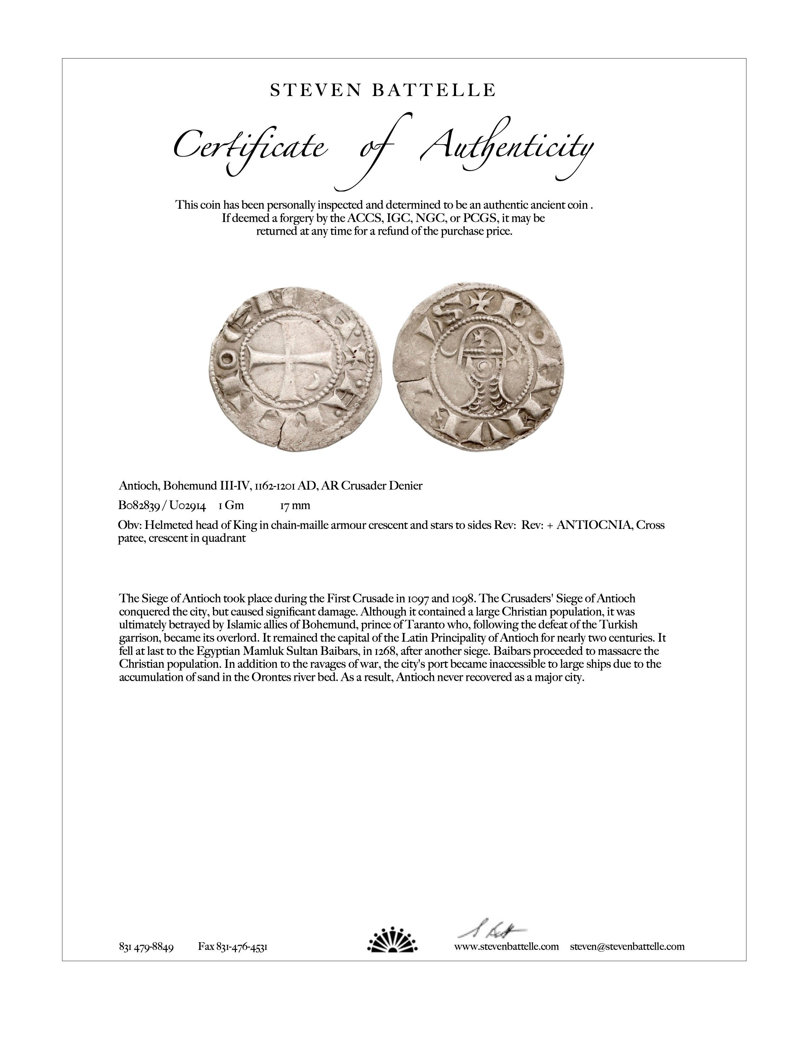 Orecchini in oro 18K con monete crociate d'argento di Antiochia del XII secolo in vendita 2