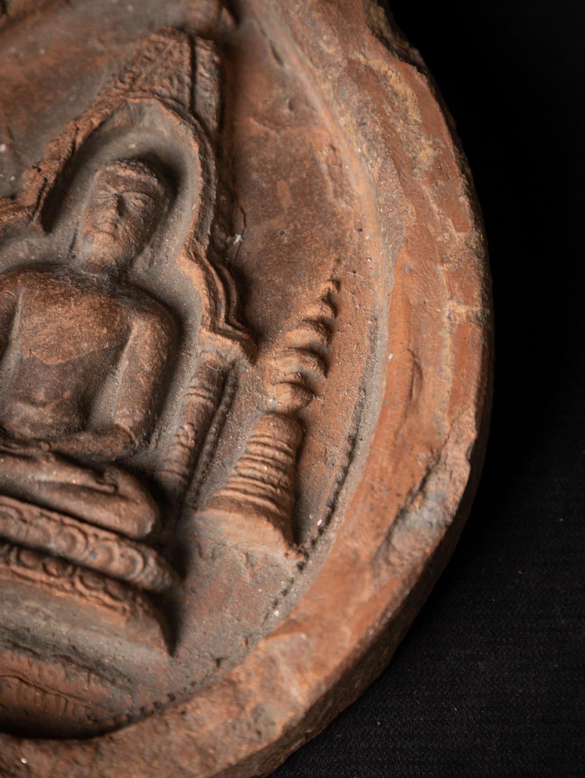 12th century antique pottery Pagan Votive Tablet from Burma - OriginalBuddhas 5