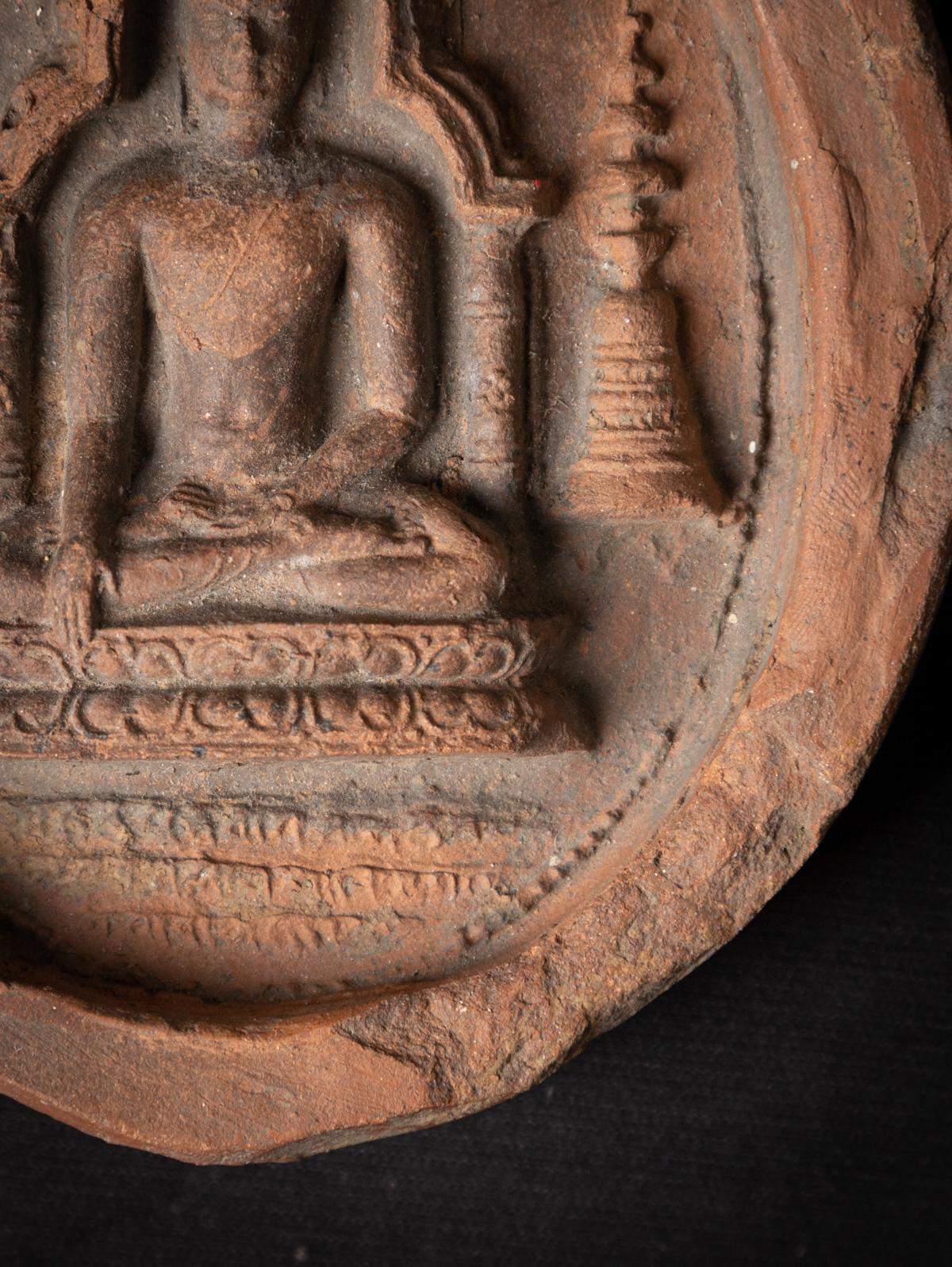 12th century antique pottery Pagan Votive Tablet from Burma - OriginalBuddhas 1