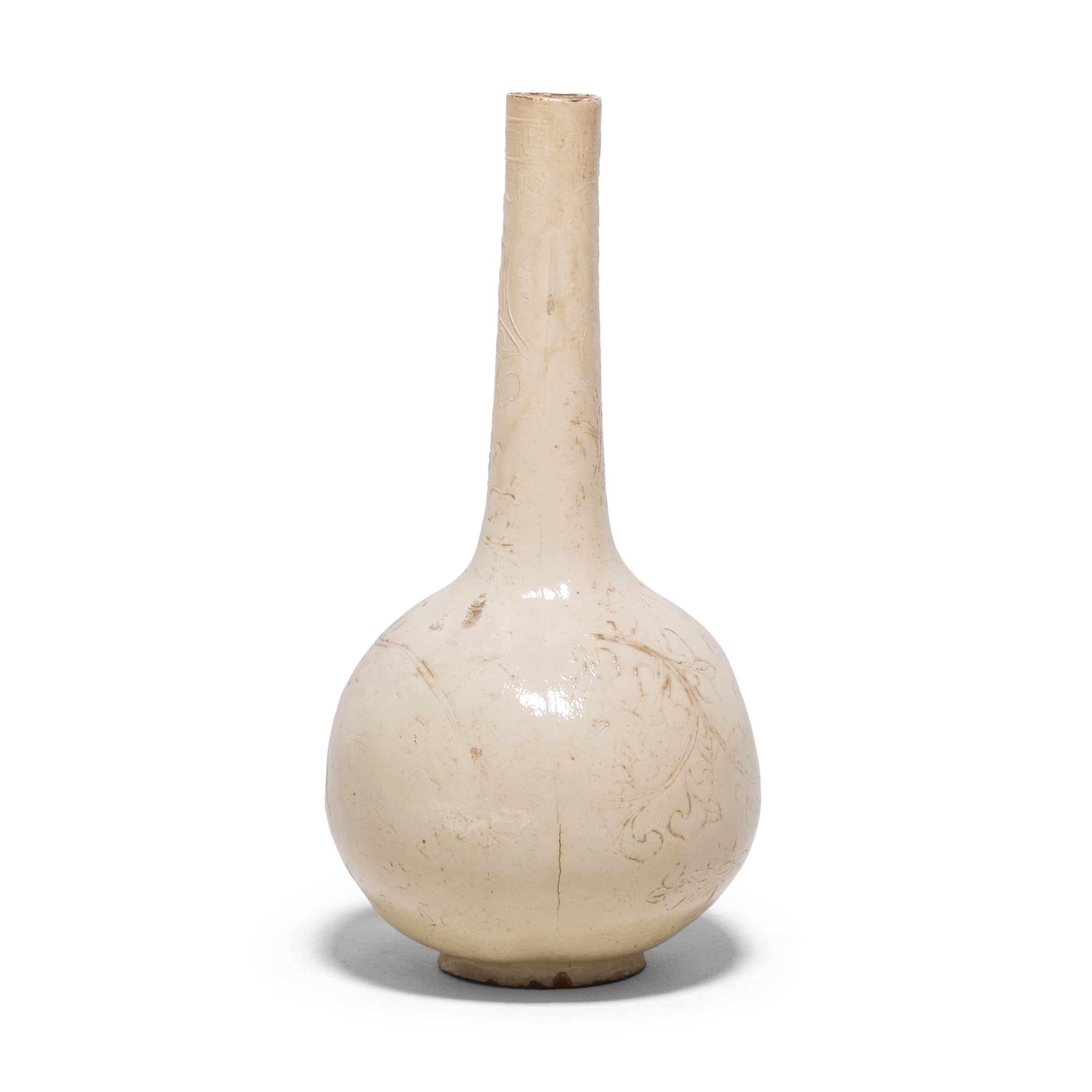 Glazed Chinese Dingyao Vase, c. 1100 For Sale