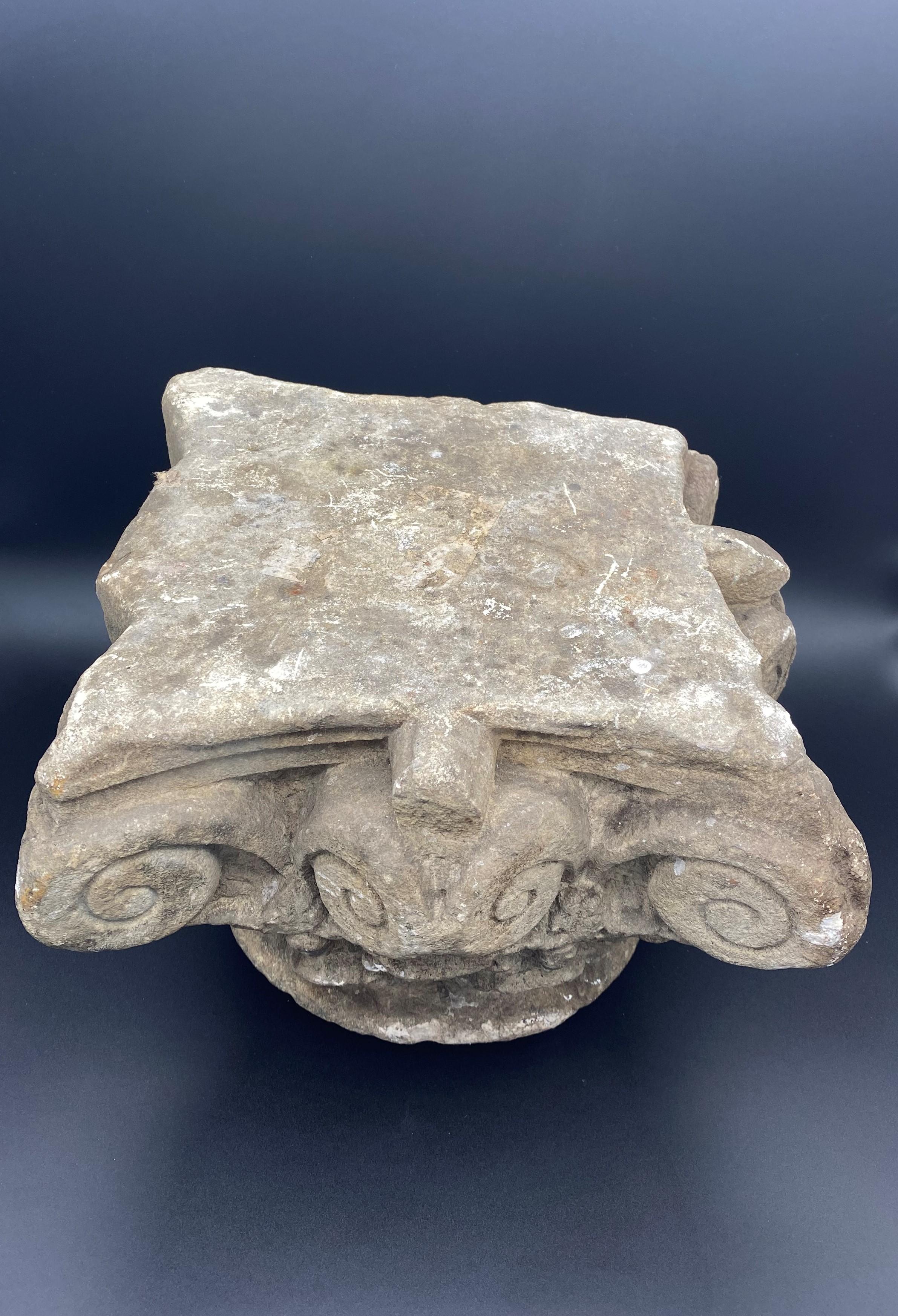 18th Century and Earlier 12th Century Corinthian Limestone Capital For Sale