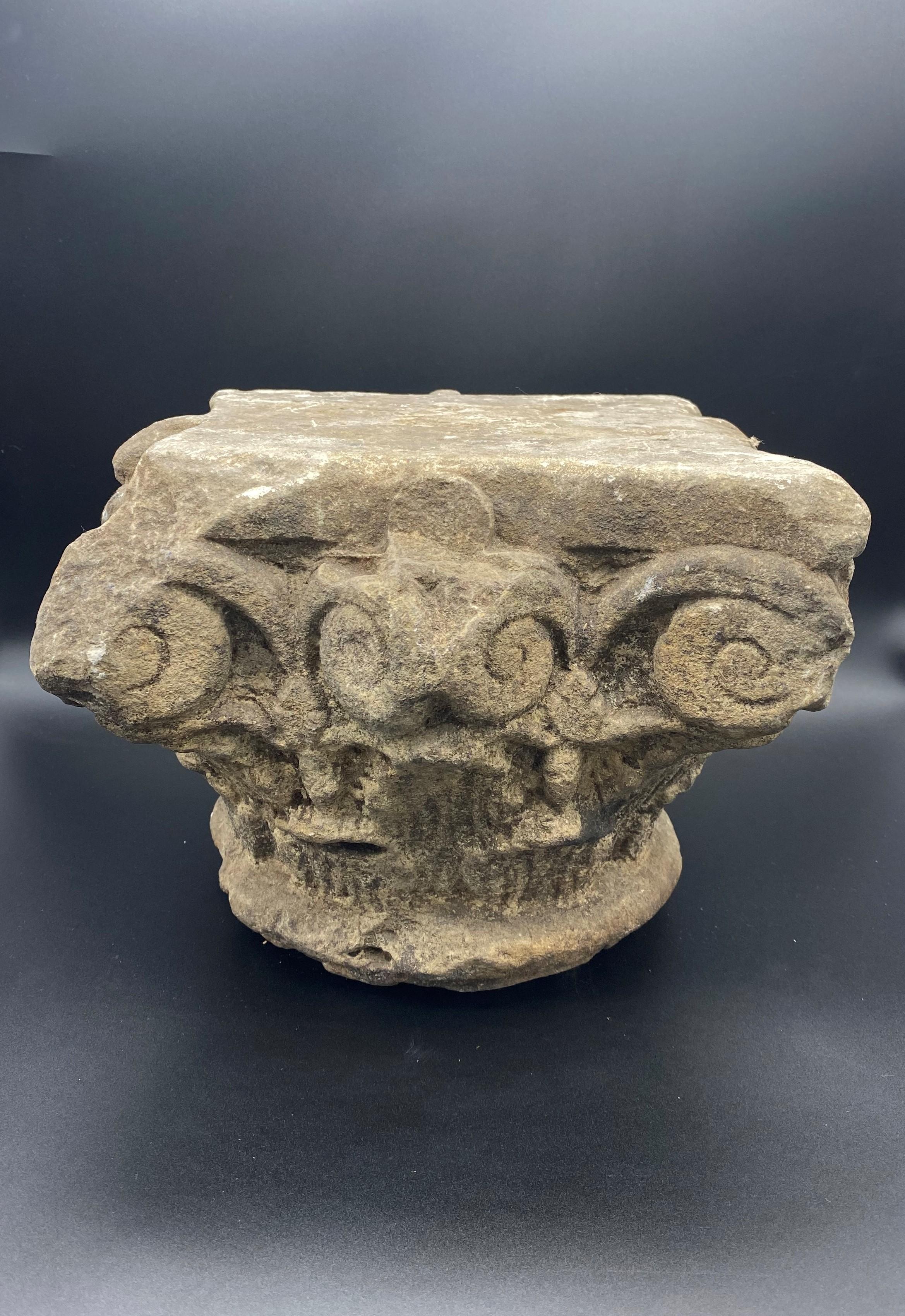 12th Century Corinthian Limestone Capital For Sale 2