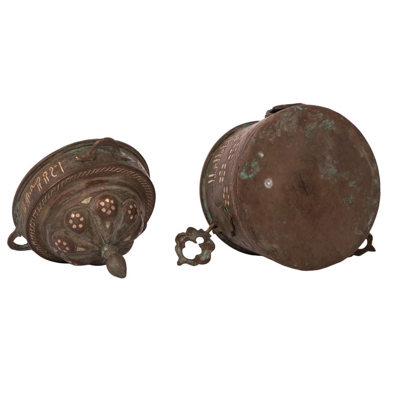 12th Century Islamic Persian Khurasan Silver Inlaid Bronze Calligraphy ...