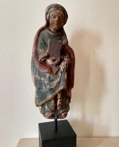 12th Century Rare Romanesque Wood Sculpture of the Virgin Mary