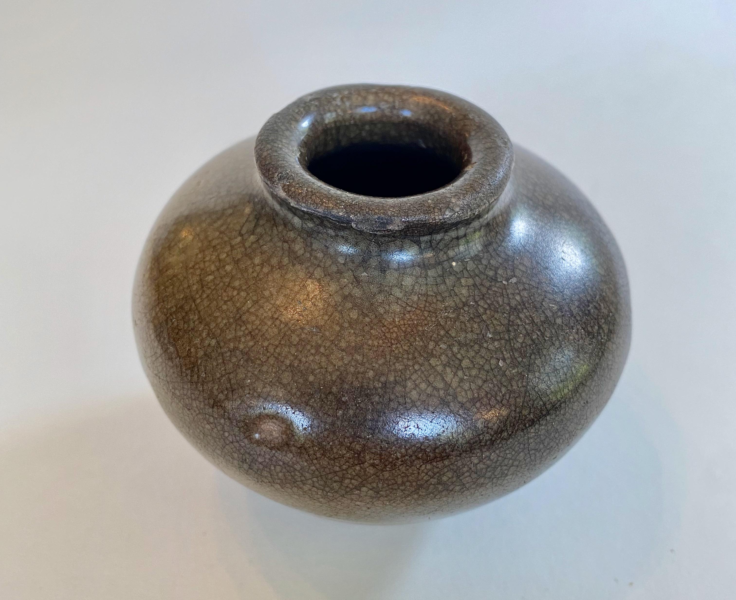 Chinese 12th Century Song Jarlet with Deep Brown Glaze For Sale
