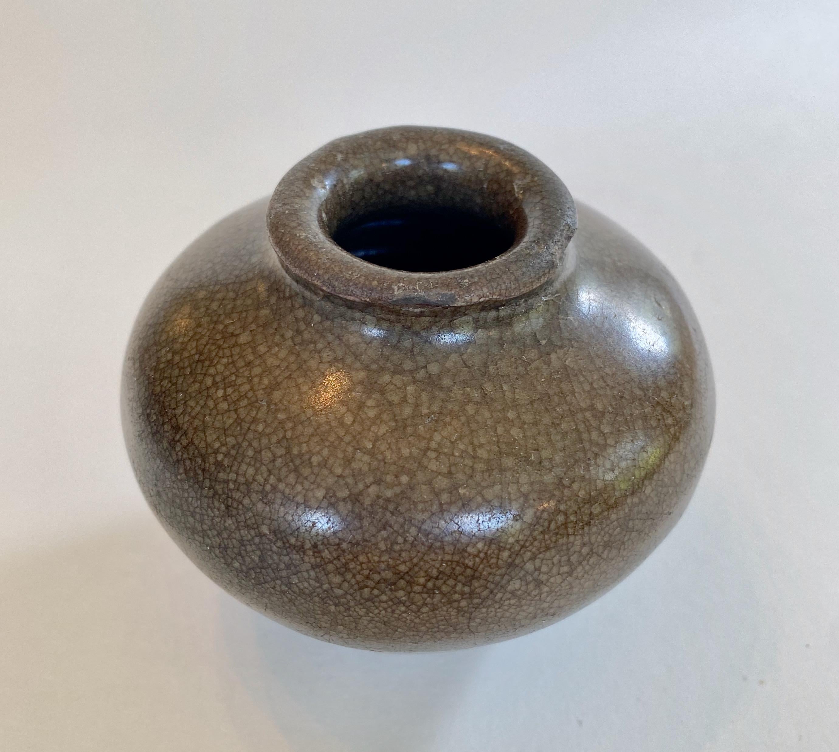 Glazed 12th Century Song Jarlet with Deep Brown Glaze For Sale