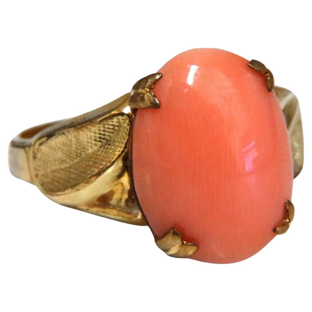Natural 4ct Pink Coral Ring 10kt For Sale