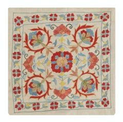 12"x12" 100% Silk Accent Pillow Cover. Traditional Embroidered Throw Pillow
