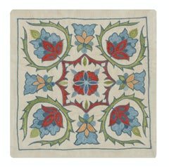 12"x12" 100% Silk Accent Pillow Cover. Traditional Embroidered Throw Pillow.