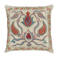 12"x12" 100% Silk Cushion Cover. Embroidered Throw Pillow. Handmade Throw Pillow