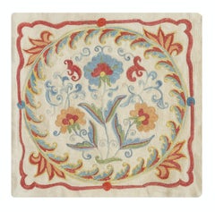 12"x12" 100% Silk Cushion Cover. Uzbek Throw Pillow. Embroidered Accent Pillow