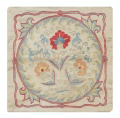12"x12" 100% Silk Cushion Cover. Uzbek Throw Pillow. Embroidered Accent Pillow