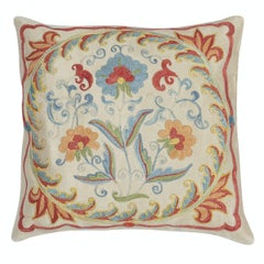 12"x12" 100% Silk Cushion Cover. Uzbek Throw Pillow. Embroidered Accent Pillow