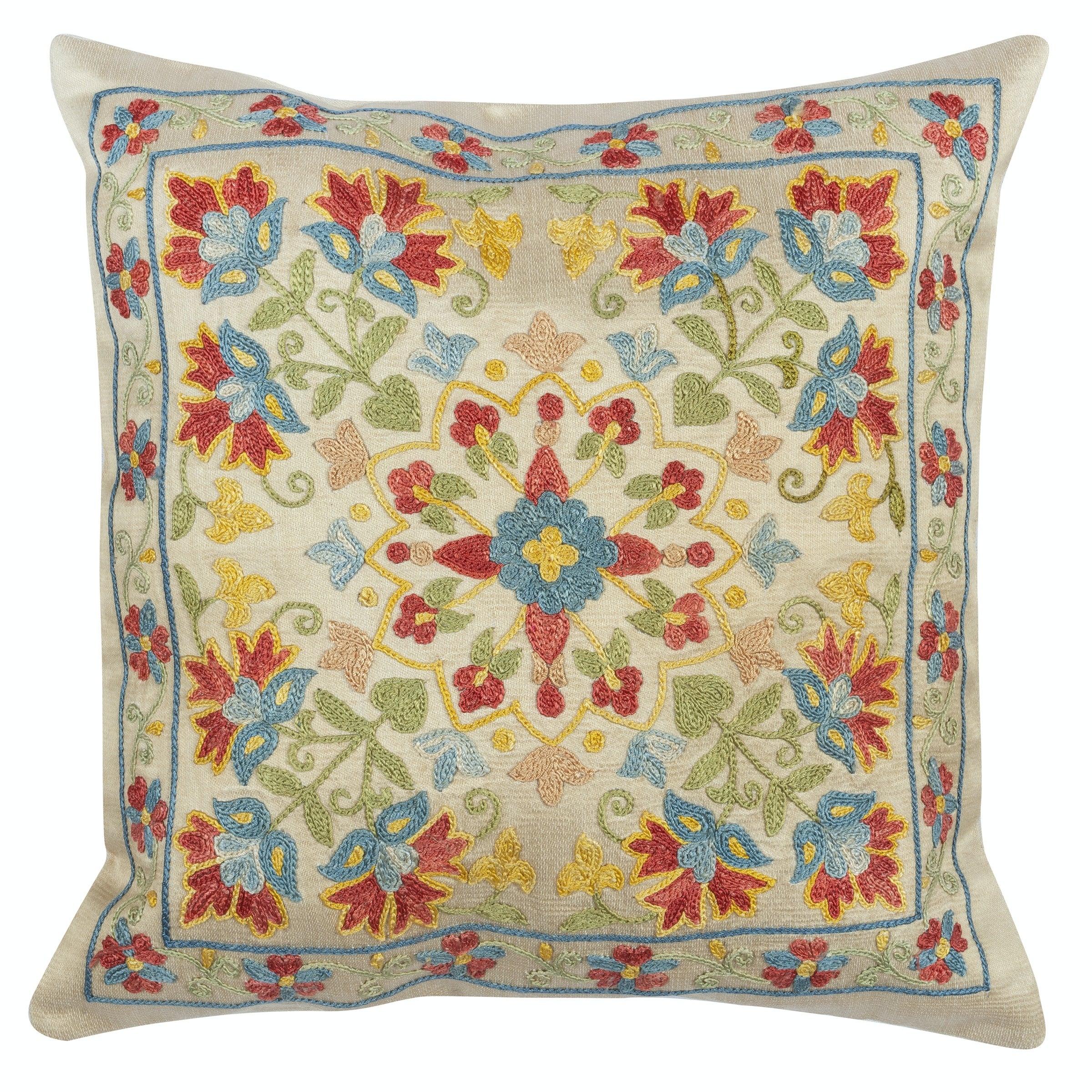 Copricuscino 12 "x12" 100% seta. Cuscino da lancio Uzbekistan. Cuscino d'accento ricamato in vendita