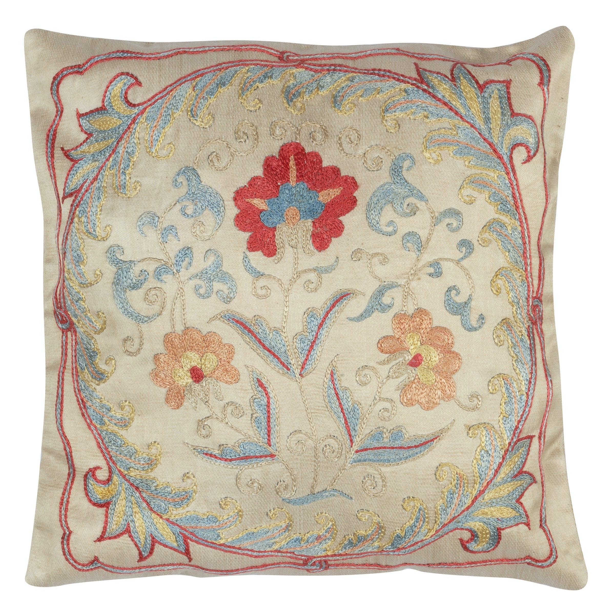 Copricuscino 12 "x12" 100% seta. Cuscino da lancio Uzbekistan. Cuscino d'accento ricamato
