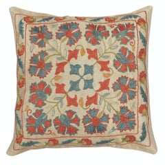 12"x12" 100% Silk Embroidered Accent Pillow Cover. Traditional Cushion Cover.