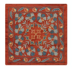 12"x12" All Silk Cushion Cover. Handmade Accent Pillow. Embroidered Throw Pillow