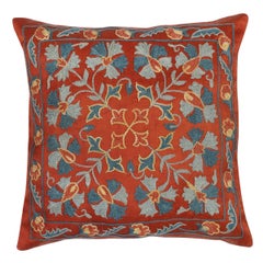12"x12" All Silk Cushion Cover. Handmade Accent Pillow. Embroidered Throw Pillow