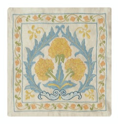 12"x12" All Silk Cushion Cover. Handmade Throw Pillow. Embroidered Accent Pillow