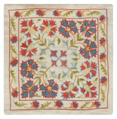 12"x12" All Silk Cushion Cover. Uzbek Throw Pillow. Embroidered Accent Pillow