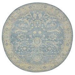 12
x12
 Aquamarine Blue 100% Wool Sickle Leaf Design Hand Knotted Round Rug