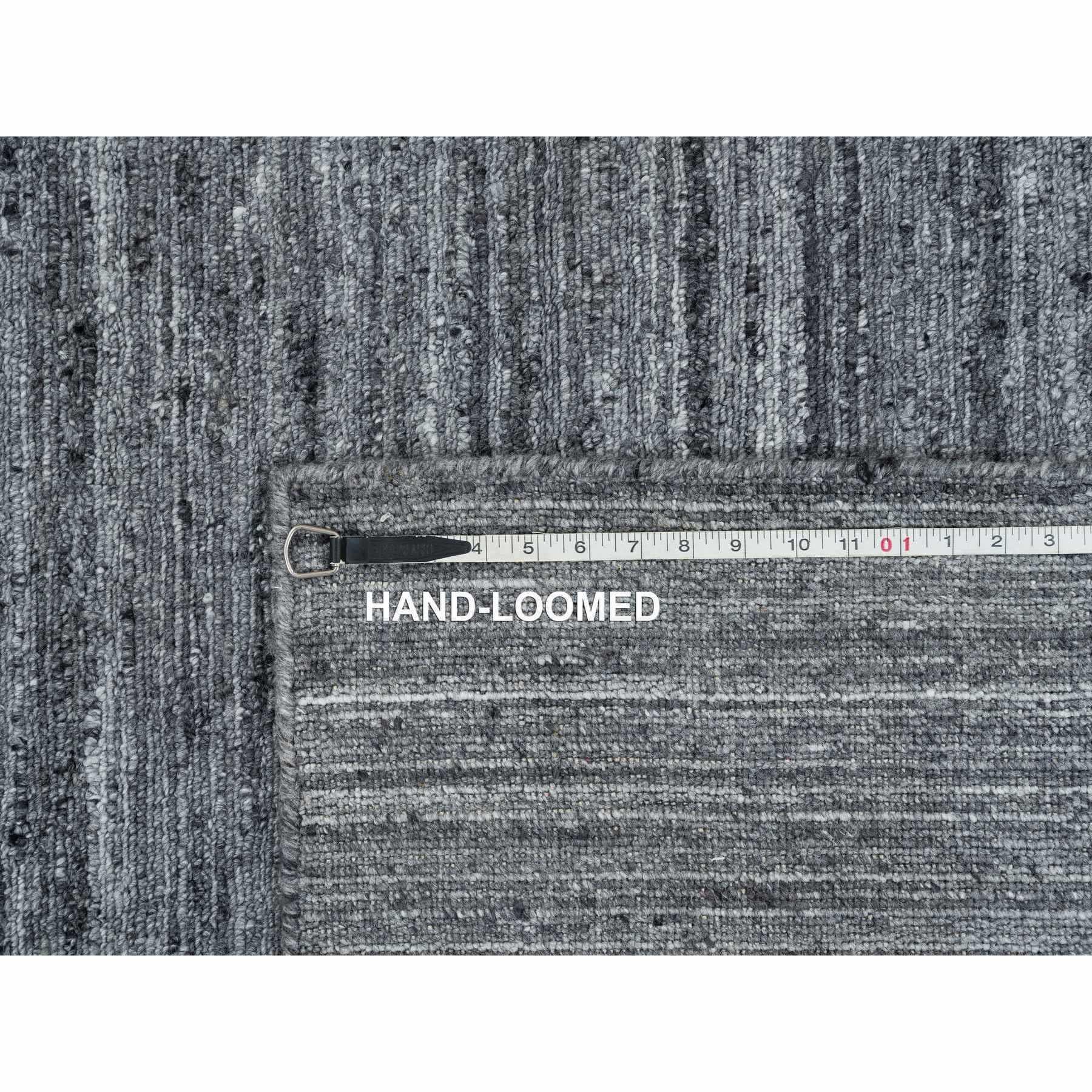 12'x12' Arsenic Gray Modern Striae Design Natural Wool Hand Loomed Square Rug For Sale 5