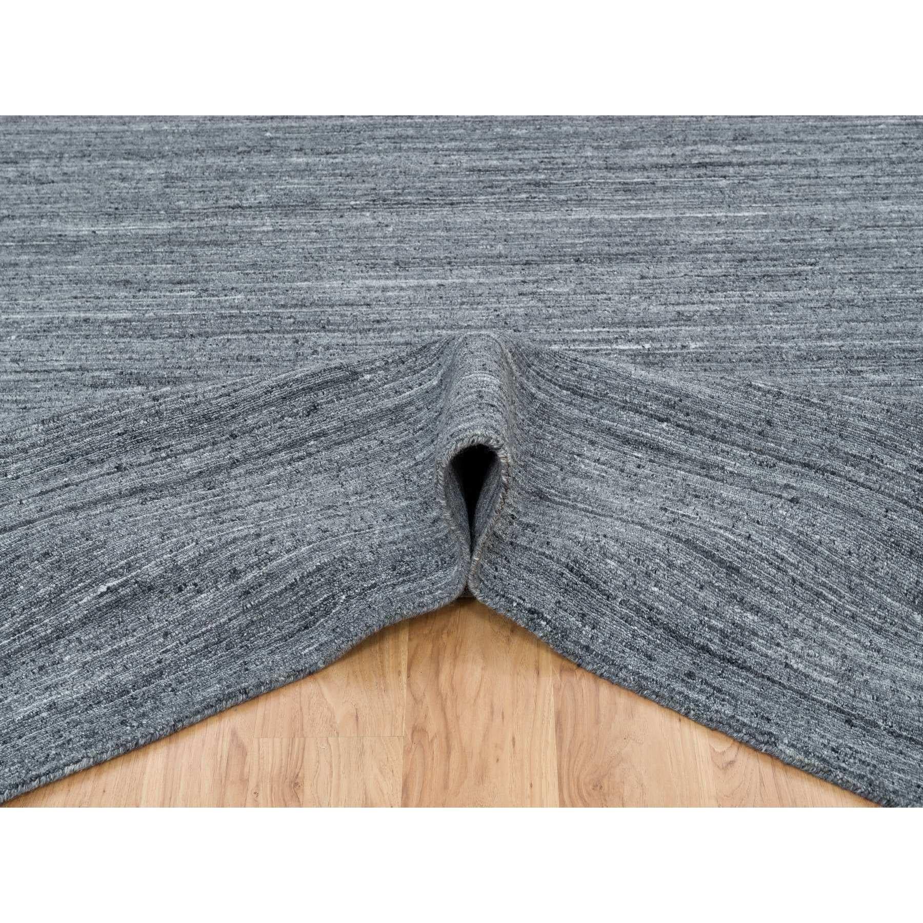 12'x12' Arsenic Gray Modern Striae Design Natural Wool Hand Loomed Square Rug In New Condition For Sale In Carlstadt, NJ