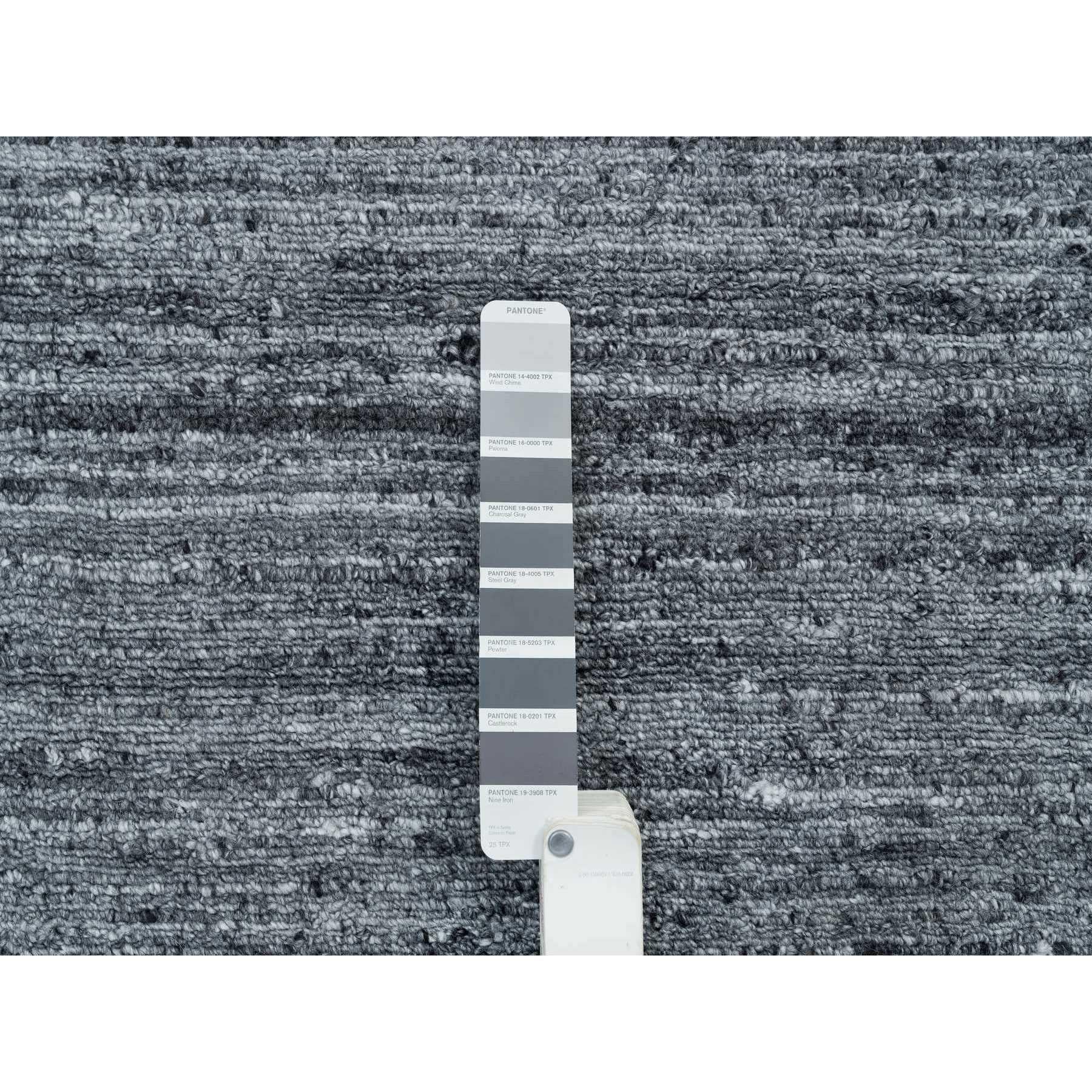 12'x12' Arsenic Gray Modern Striae Design Natural Wool Hand Loomed Square Rug For Sale 1