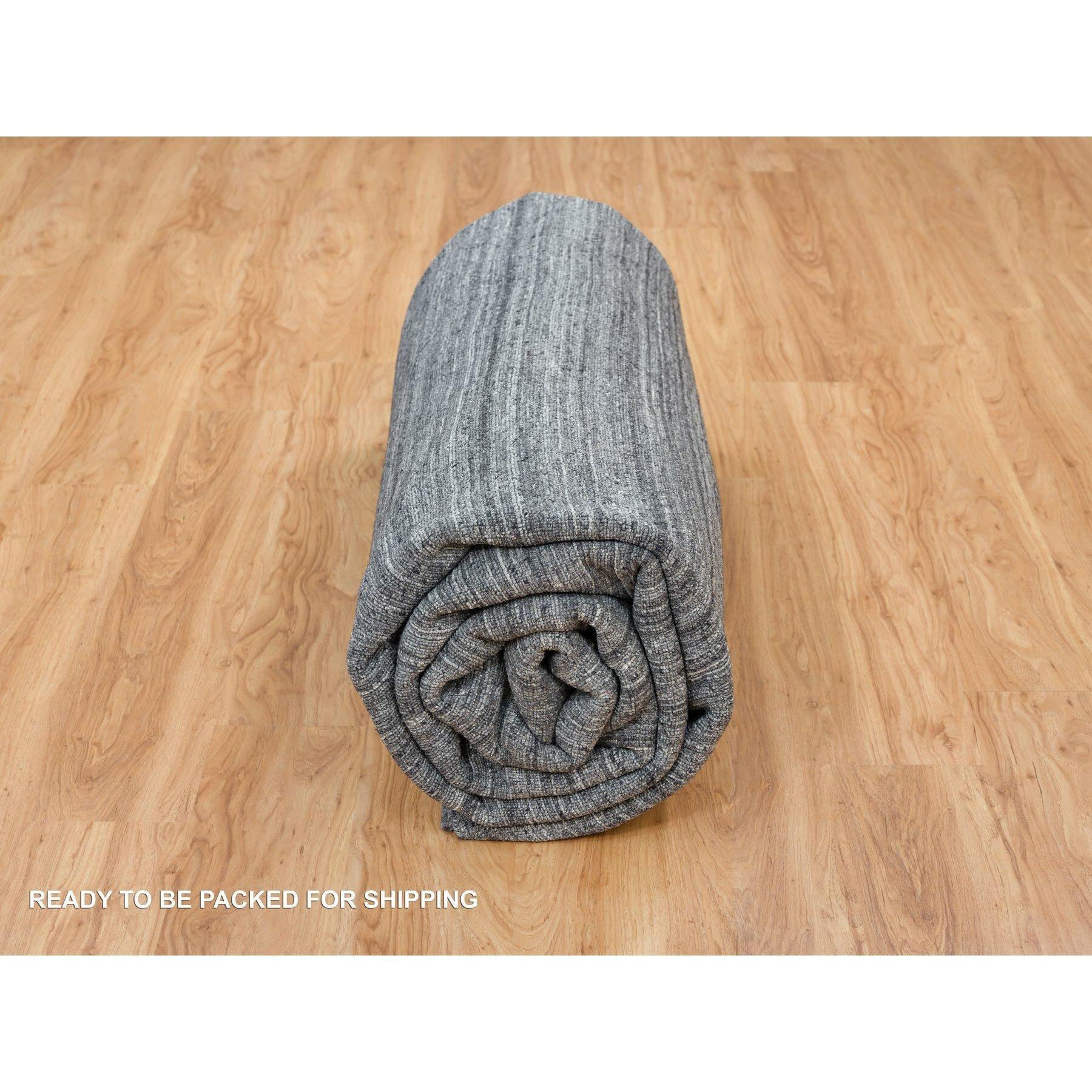 12'x12' Arsenic Gray Modern Striae Design Natural Wool Hand Loomed Square Rug For Sale 3