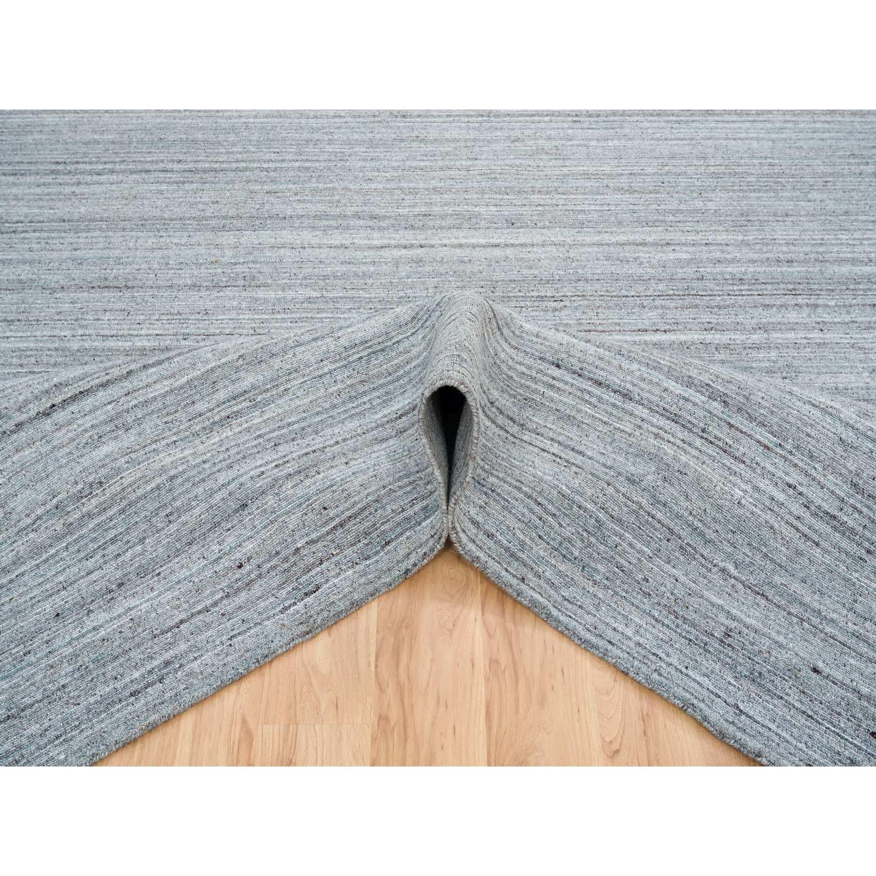 Annodato a mano Tappeto orientale quadrato 12'x12' in lana grigio arsenico lavorato a mano, con design a striature moderne in vendita