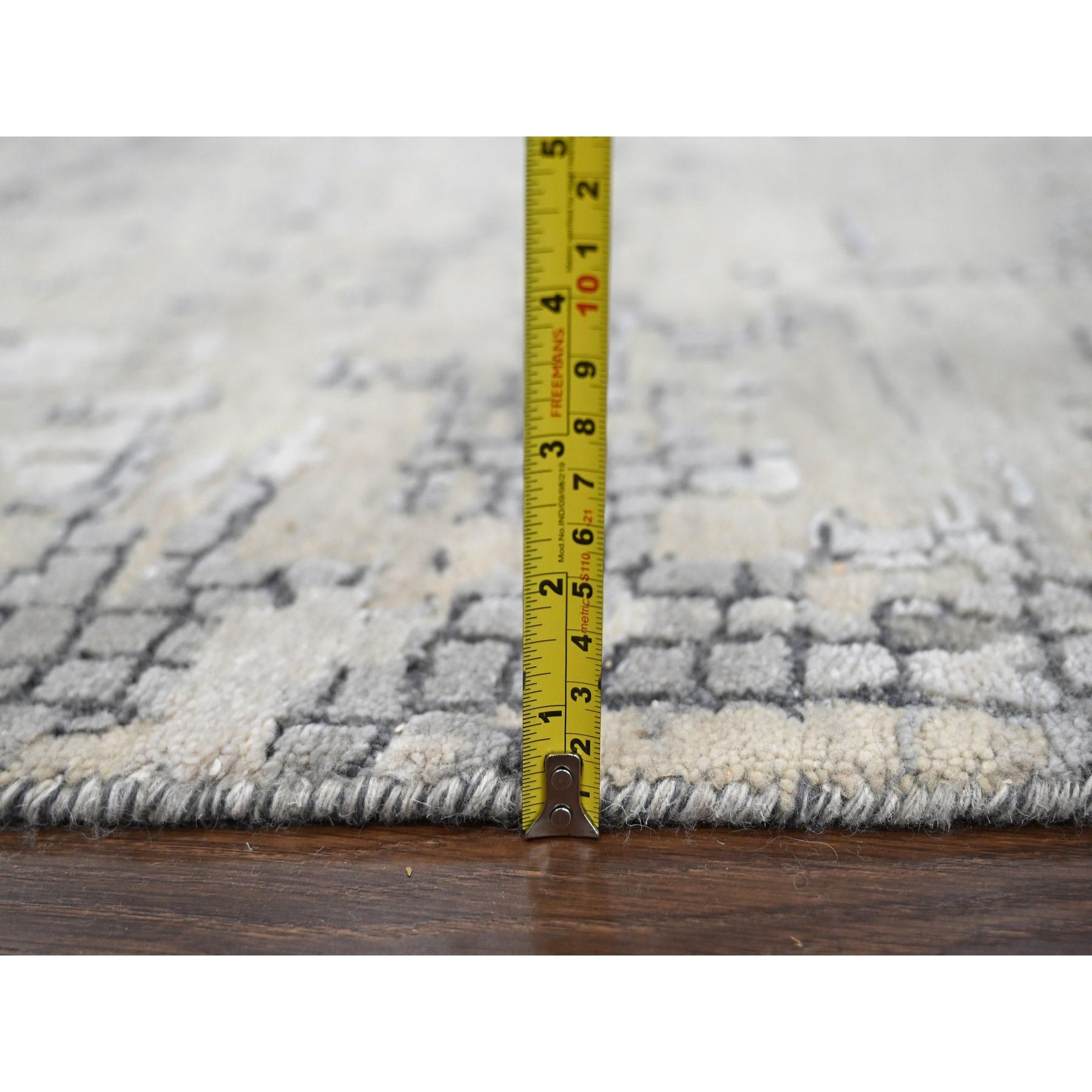 12'x12' Battleship Grauer handgeknüpfter quadratischer Teppich aus Wolle und Seide mit abstraktem Design im Angebot 3