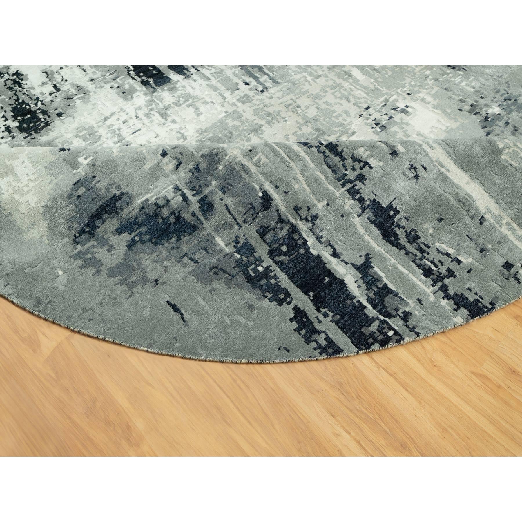 12'x12' Schwarzer handgeknüpfter, weicher, abstrakter Teppich aus Wolle und Seide mit abstraktem Design im Zustand „Neu“ im Angebot in Carlstadt, NJ