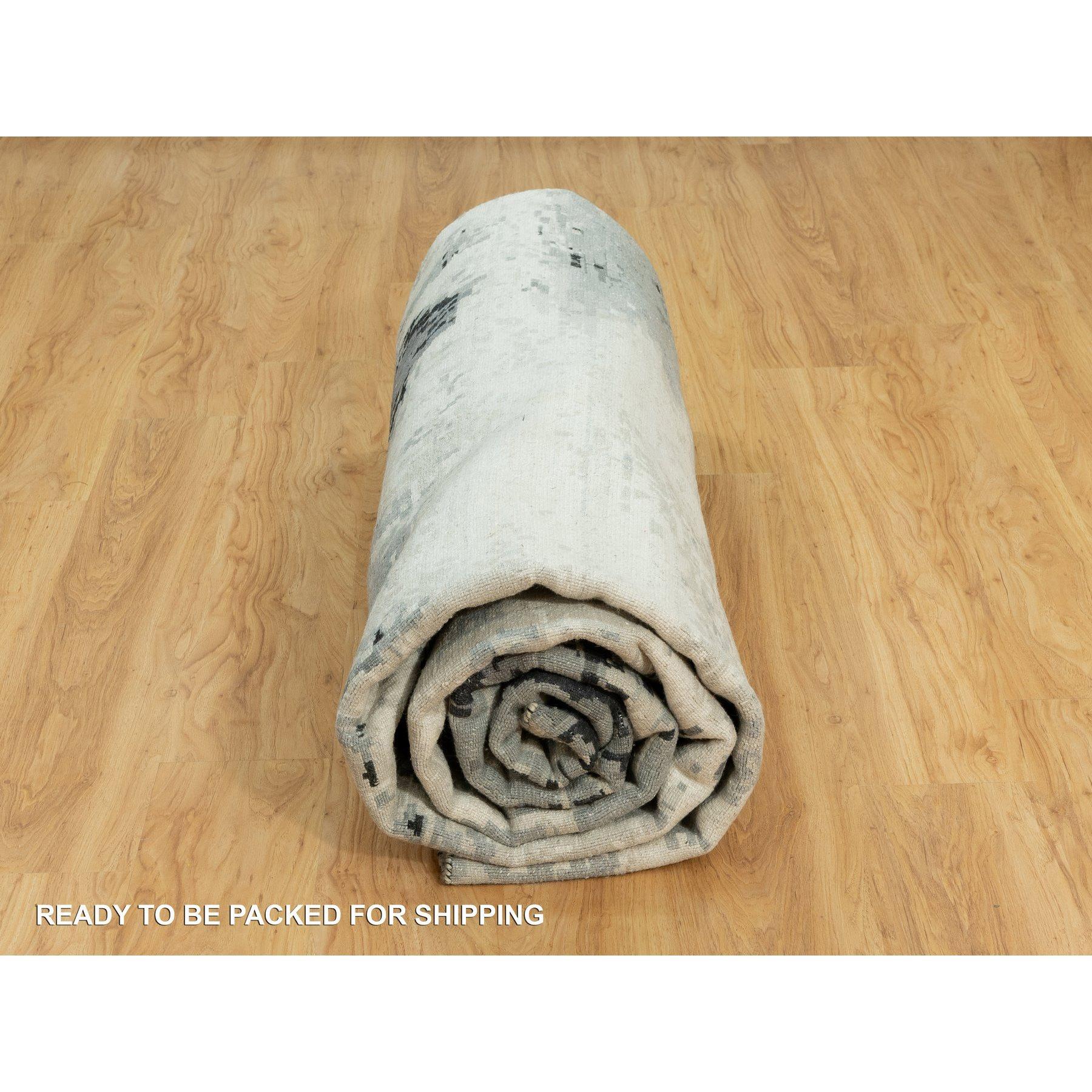 12'x12' Schwarzer handgeknüpfter, weicher, abstrakter Teppich aus Wolle und Seide mit abstraktem Design im Angebot 2