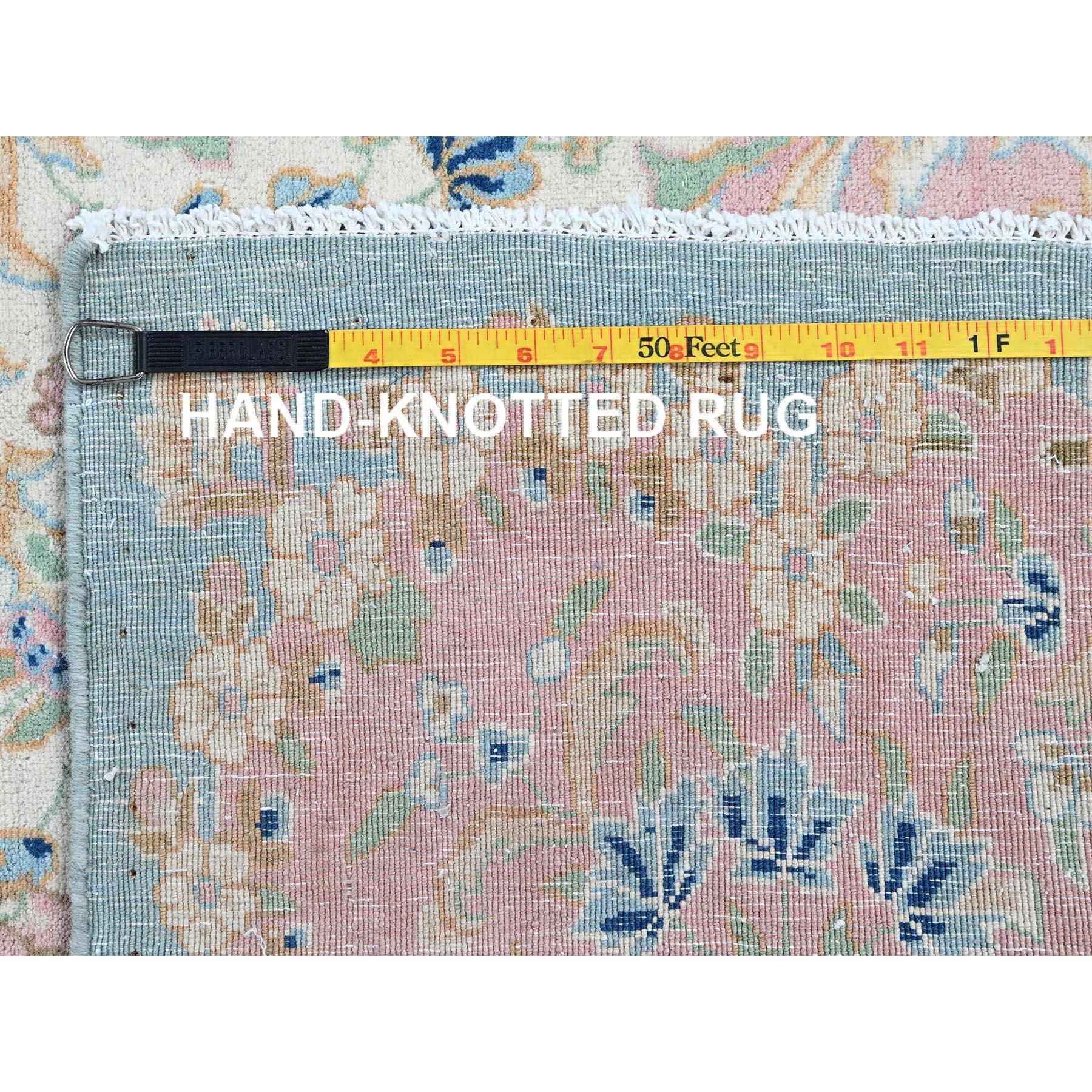 12'x12' Blauer antiker persischer Kerman Even Wear Handgeknüpfter quadratischer Teppich aus Wolle im Angebot 6
